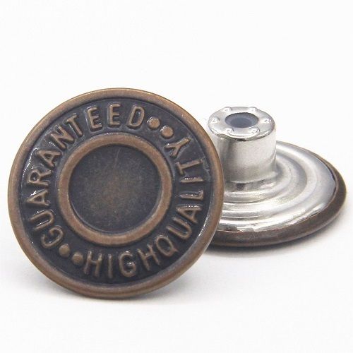 Brown 14 Mm Size Round Mesh And Printed Metal Jeans Buttons