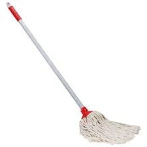 White 420 Gram 53 Inch Long Home And Office Use Cotton Plastic Mops