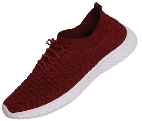 Maroon Comfortable Mesh And Fabric Outsole, Running Sports Shoes For Ladies