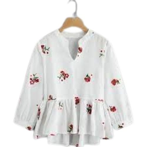 Girls Flotral Printed Causal Wear Full Sleeve Chiffon Fabric Designer Tops