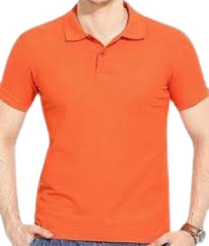 Men's Plain Pattern Causal Wear Cotton Fabric Half Sleeve Polo Collar Neck T-shirt