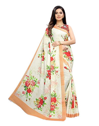 Multicolor faux georgette printed daily wear saree with unstitched blouse