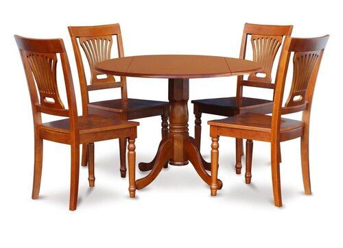 4 Seater Polished Wooden Dining Table Chair Set for Home and Hotel Use