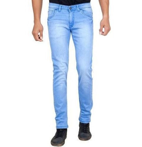 Washable 40 Inches Long Regular Fit Plain Dyed Denim Jeans For Men