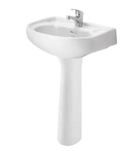 White 660 X 360 X 734 Mm Glossy Finish Durable Floor Mounted Ceramic Wash Basin 