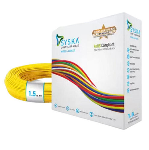 Yellow 90 Meter Long 16 Ampere 240 Voltage 1.5 Sqmm Pvc Insulated Wire