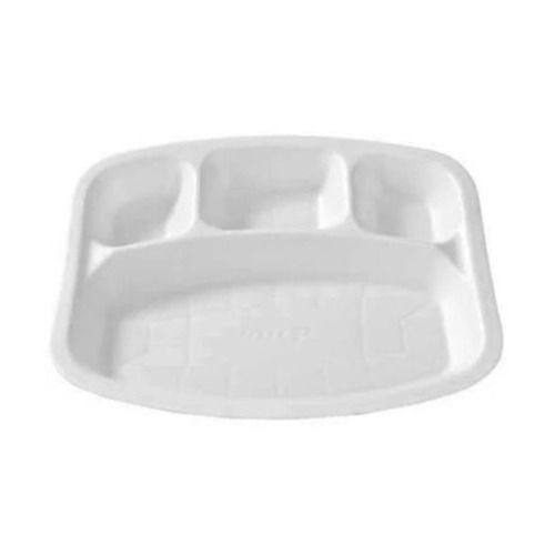 Four Compartment Plain Rectangular Eco Friendly Disposable Thermocol Plates