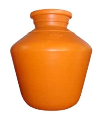 Portable Durable Plastic Round Orange Plain And Smooth Water Pot Size: 14 Inch