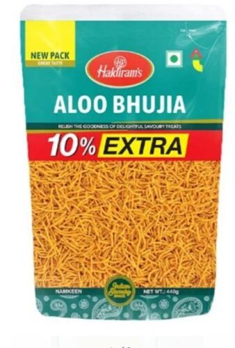 440 Gram, A Grade Spicy And Crispy Fried Branded Aloo Bhujia Namkeen  Carbohydrate: 50.4 Grams (G)