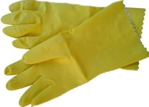 Yellow Waterproof And Breathable Full Finger Plain Rubber Safety Gloves