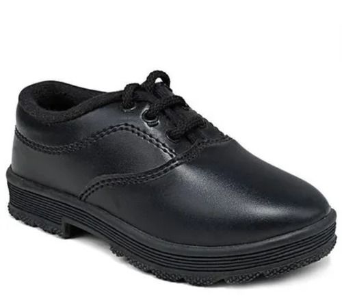 Black Comfortable And Lightweight Lace Up Polyurethane School Shoes For Boys