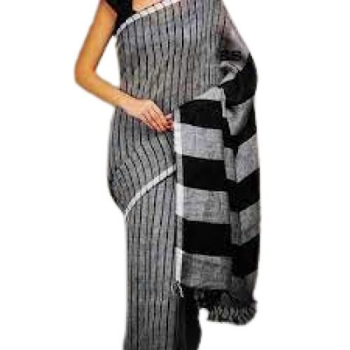 Black And White Daily Wear Zari Work Pure Cotton Fabric Material Sarees For Ladies