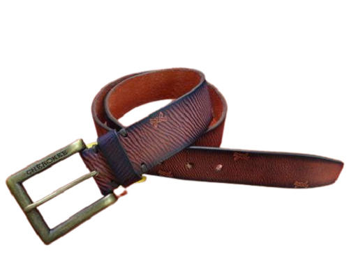 Corrugated Board Everyday Wear Plain Pu Leather Belt With Brass Buckle For Mens