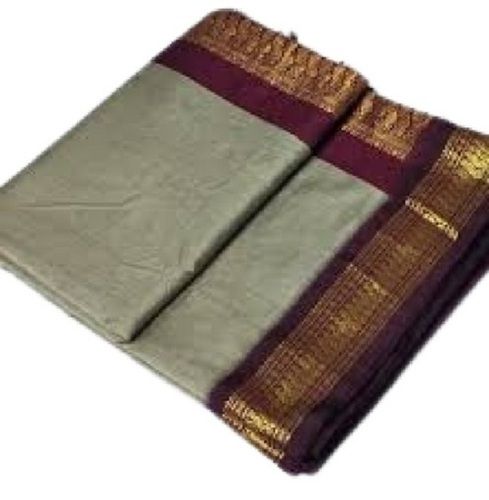 Ladies Casual Wear Pure Cotton Plain Pattern Silk Sarees