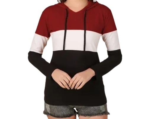 मल्टीकलर लेडीज़ आरामदायक और हल्की फुल स्लीव कैज़ुअल वियर सॉफ्ट कॉटन हुडी