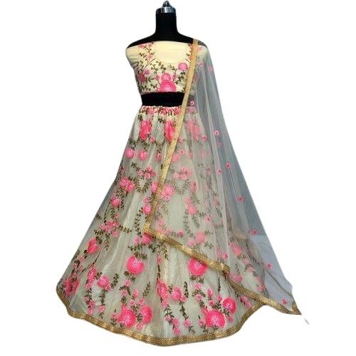 Multicolor Ladies Lightweight And Comfortable Embroidered Net Designer Lehenga