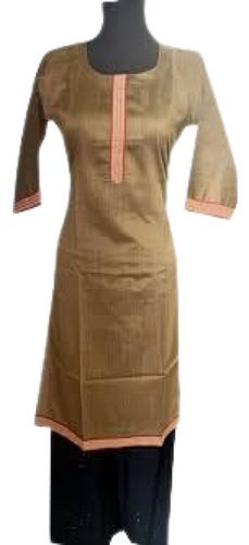 Stylish Breathable 3-4Th Sleeve Plain Silk Kurti For Formal Wear Recommended For: Doctor