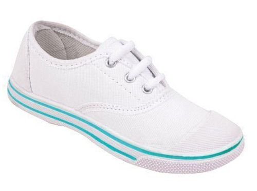 White Unisex Washable And Comfortable Lace Up Canvas School Shoes