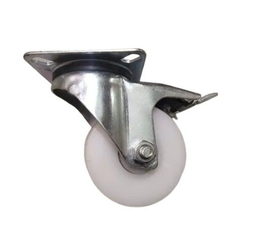 White 100 Mm 25 Mm Stainless Steel And Polyurethane Trolley Caster Wheel