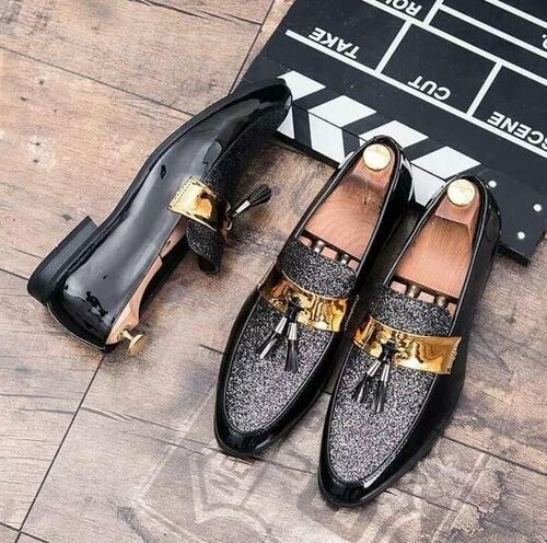 6-10 Inches Men Black Loafer Shoes For Party Wear