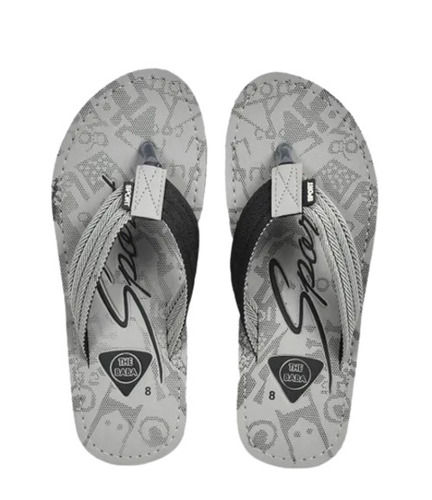 Grey Comfortable Flip Flop Synthetic Rubber Slippers For Men'S