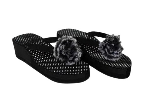 Ladies discount fur slides