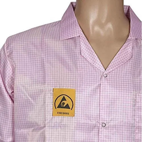 Pink Anti-Static Electrostatic Discharge (ESD) Polyester Apron For Cleanroom