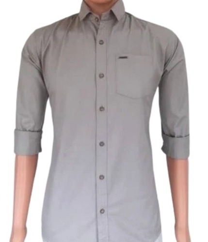 Regular Fit Full Sleeves Button Closure Plain Cotton Shirt For Men
