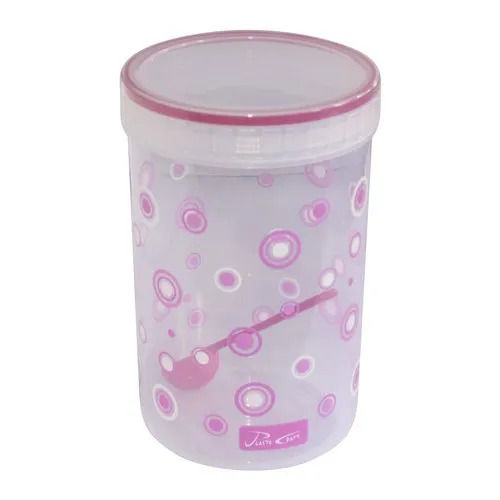 2 KG Capacity and 1 mm Thickness Round Plastic Container with Spoon