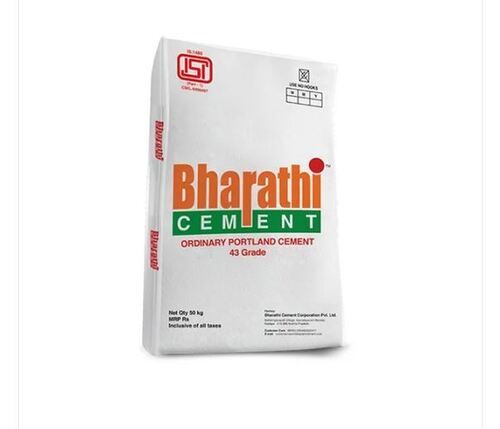 Grey 43 Grade Bharathi Ppc Cement For Construction Use With Packaging Size 50 Kg