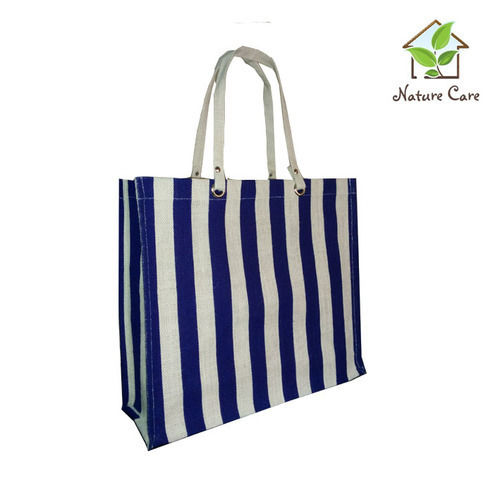 Blue And White Rectangular Plain Industrial Jute Bags