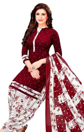 Casual Wear Anti Wrinkle Cotton Printed Salwar Suit With Dupatta