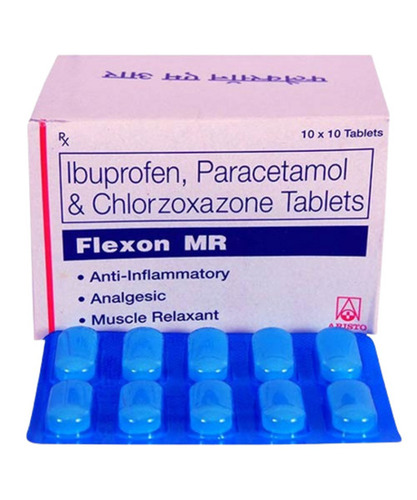 इबुप्रोफेन, पेरासिटामोल और क्लोरज़ोक्साज़ोन टैबलेट, 10 X 10 टैबलेट