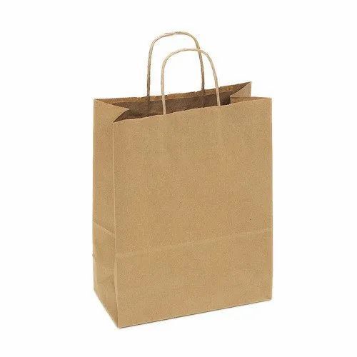 Plain Brown Duplex Paper Bag Use For Shopping Grocery Garments And Cloths