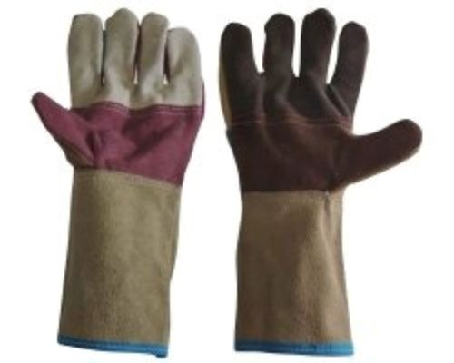 Multi Color Plain Rough Surface Full Finger Unisex Leather Hand Gloves For Industrial Use