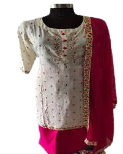 Traditional Style Printed 3-4th Sleeve Cotton Casual Wear Kurtis