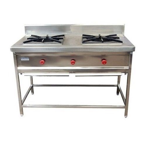 Two Burner Manual Rectangular Stainless Steel Commercial Gas Stove