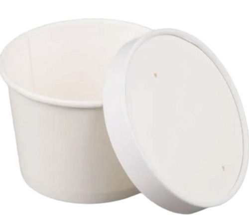 White 120 Ml Ecofriendly And Recyclable Plain Round Disposable Paper Ice Cream Cup With Lid