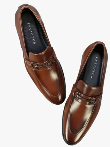 Brown 290 Grams Casual Wear Semi Round Toe Leather Formal Loafers Shoes