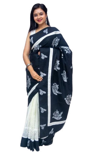 Ladies Casual Printed Chiffon Saree With Matching Blouse Piece