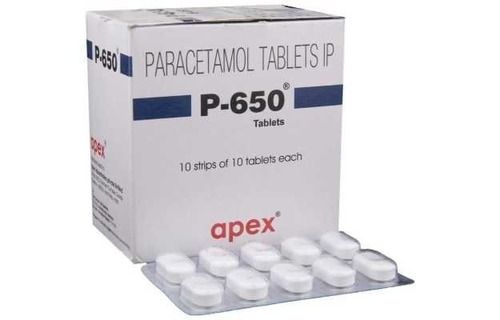 White Paracetamol Tablets Ip P-650, 10X10 Tablets