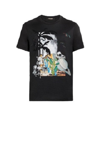Regular Fit Casual Wear Printed Round Neck Half Sleeve T-Shirt - Cotton, Sizes S, M, XL, XXL, Color: Black | O-Neck, Comfortable Fit, Everyday Wear