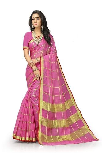 Traditional Party Wear Designer Printed Breathable Cotton Silk Saree With Blouse Piece