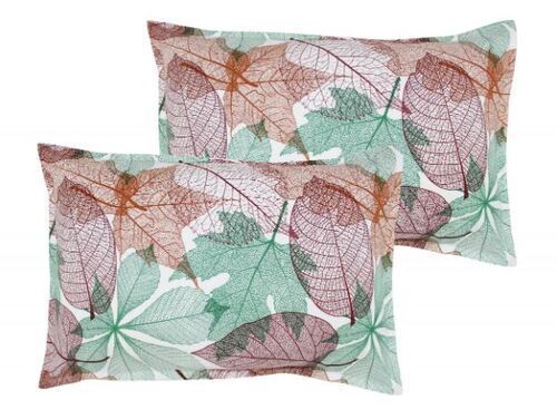 Multicolor Washable And Easy To Clean Leaves Printed Soft Cotton Pillow Cover Set