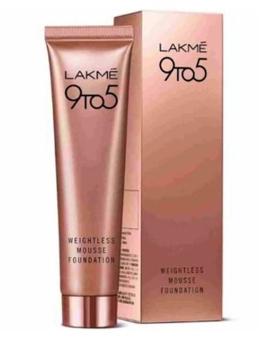 Water Proof And Long Lasting Smooth Texture Weightless Mousse Foundation (Lakme 9 To 5) Shelf Life: 6 Months