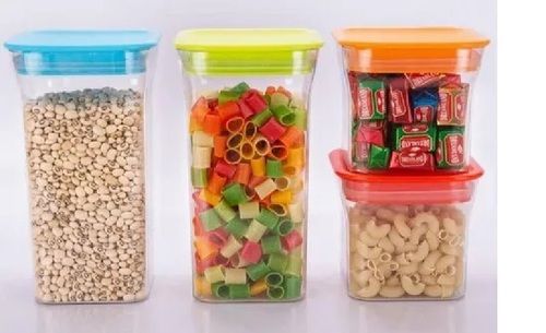 Multicolor Transparent Plastic Container For Food Storage