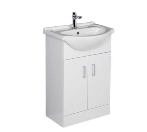 55 Centimeter Glossy Finish Floor Mounted Durable Ceramic Cabinet Wash Basin