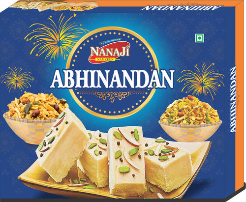 White Abhinandan 3 In 1 Namkeen And Sweets Combo Diwali Gift Pack