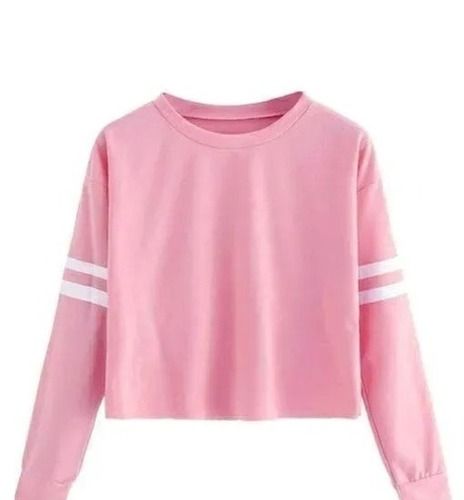 Ladies Full Sleeves Round Neck Casual Wear Cotton Striped T Shirts Age Group: Adults