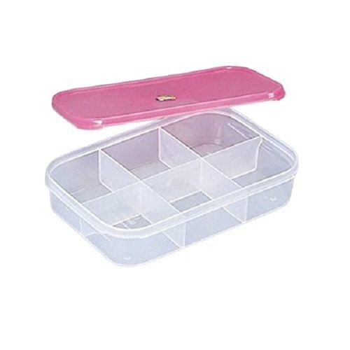 Pink With White Rectangle Shape Plastic Jewelry Box